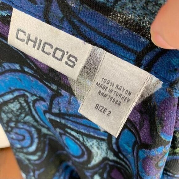 Chicos top size 2 L 12 multicolored floral artsy - Picture 5 of 7